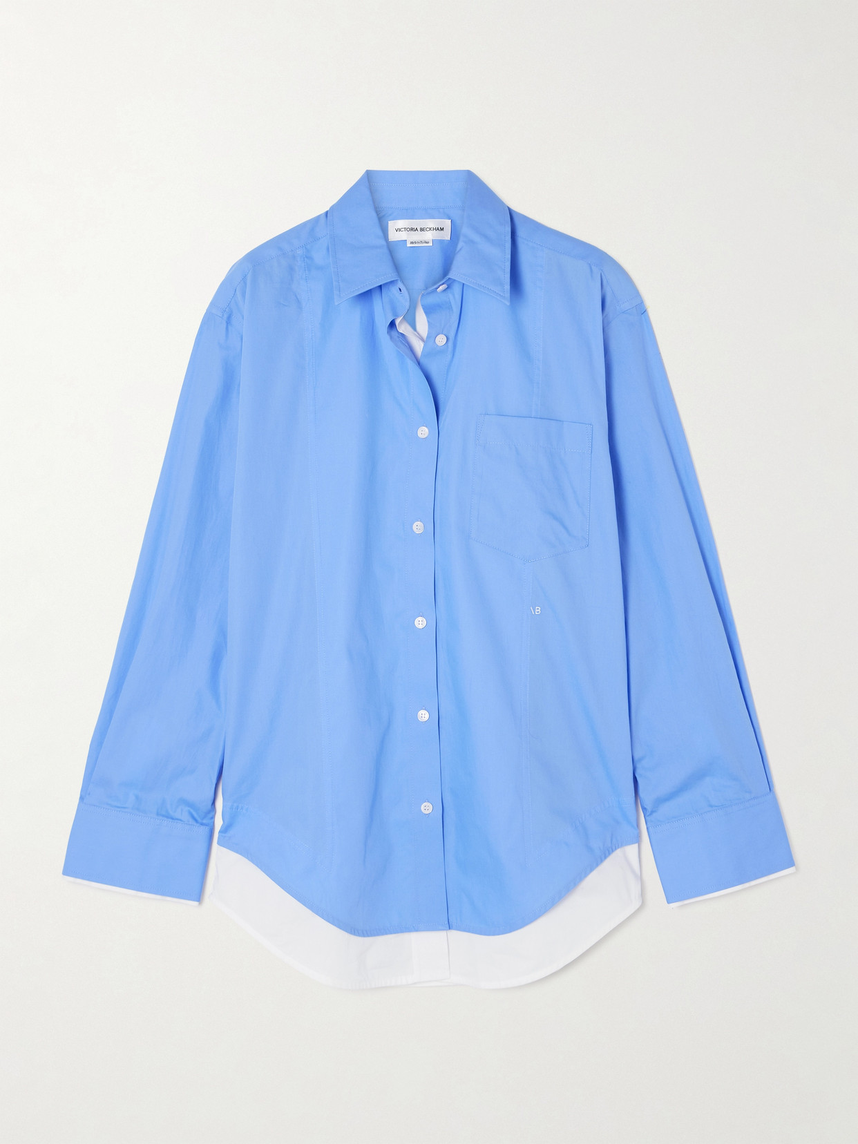 Victoria Beckham Layered Cotton-poplin Shirt In Blue