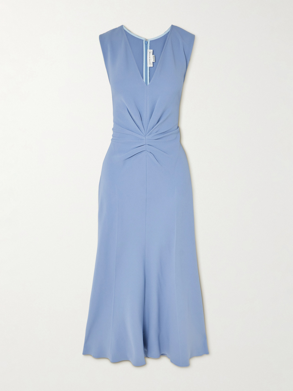 Victoria Beckham Asymmetric Short-sleeve Dress In Blue