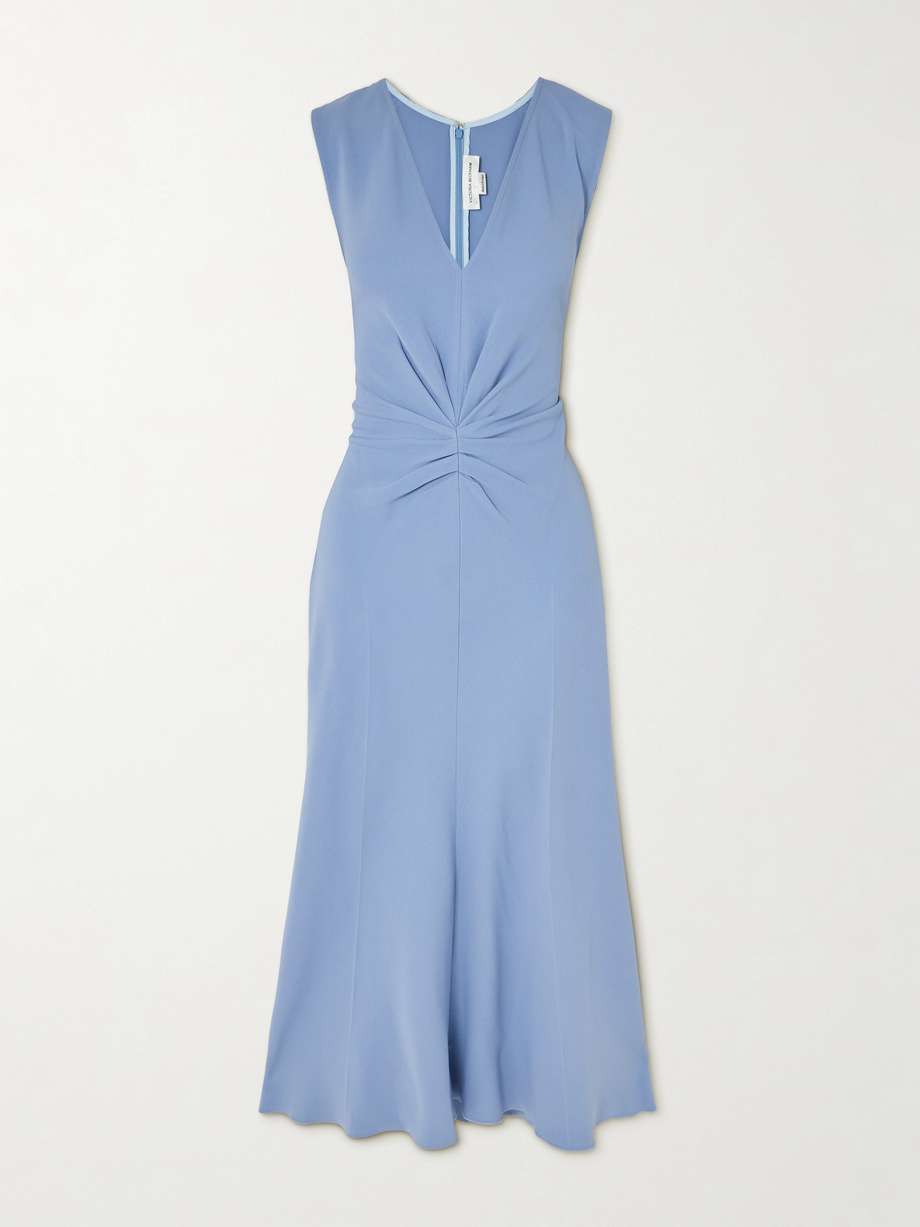 gathered crepe midi dress