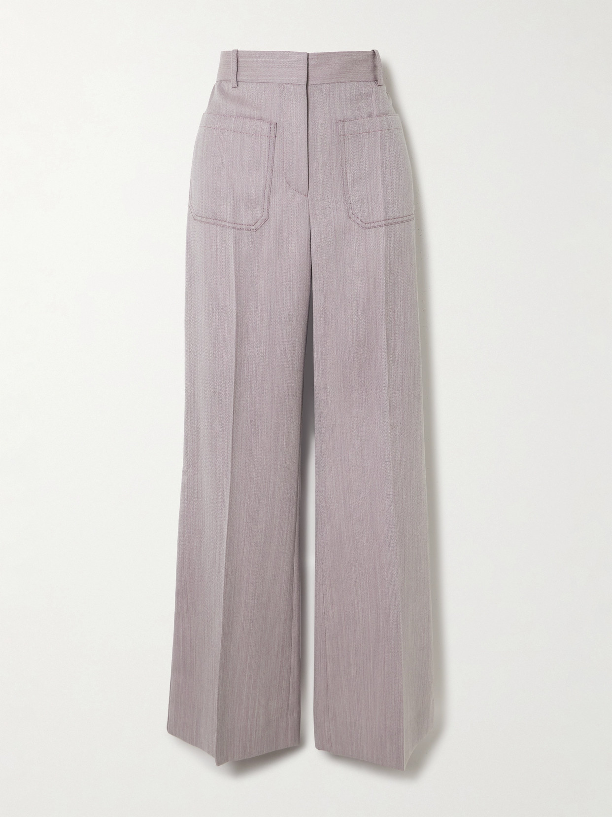 Victoria Beckham Alina Textured-wool Wide-leg Pants In Gray