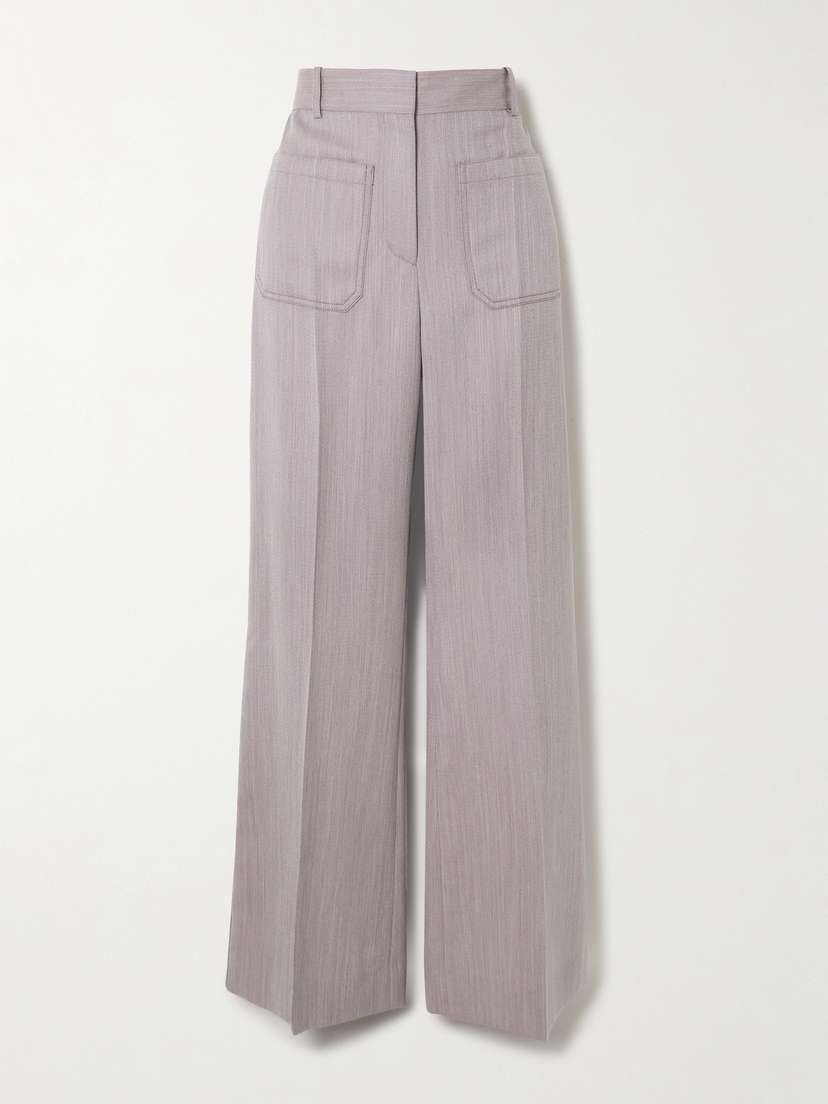 Victoria Beckham Alina Textured-wool Wide-leg Pants