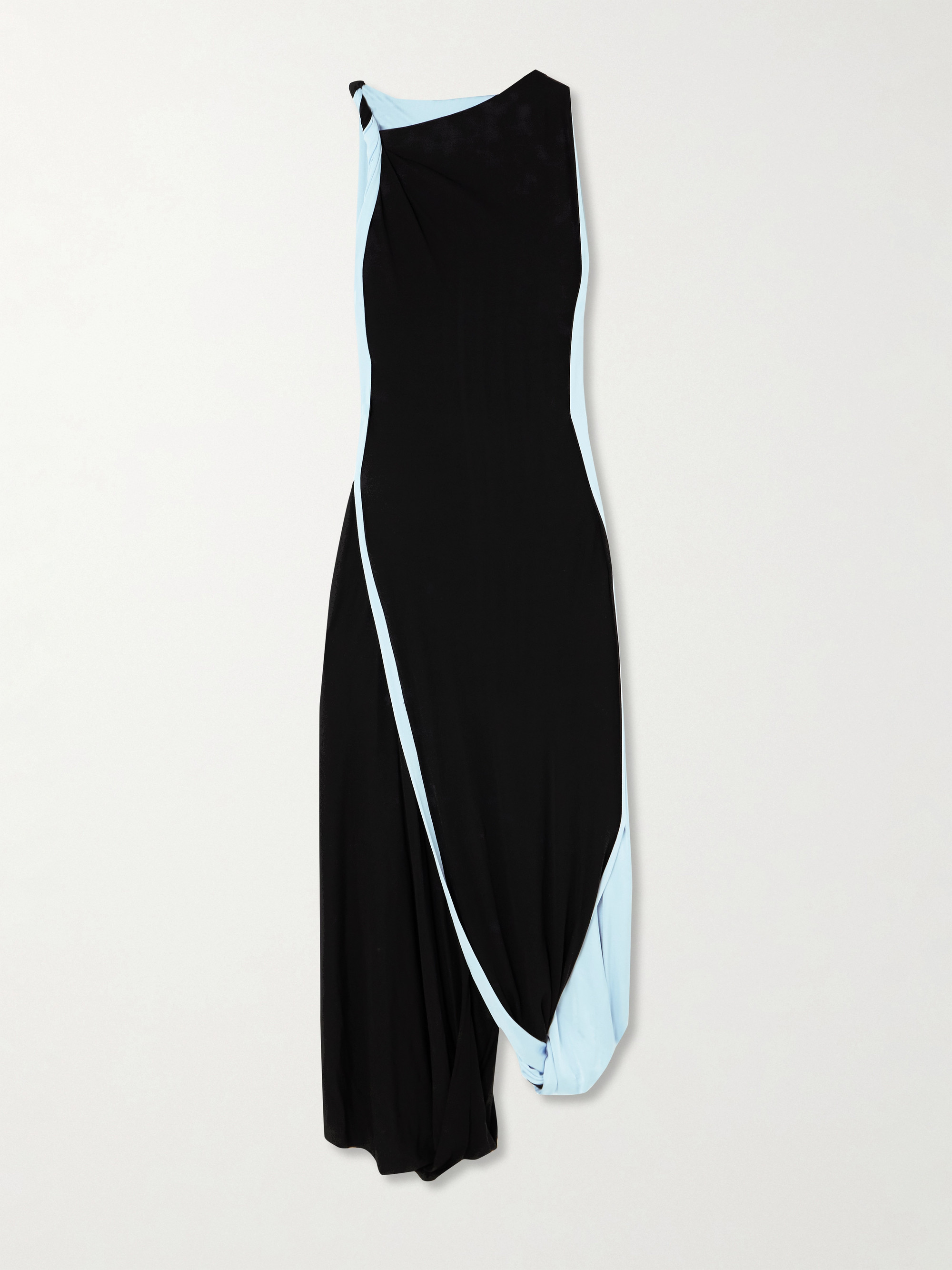 Victoria Beckham Asymmetric two-tone twisted jersey midi dress thumbnail