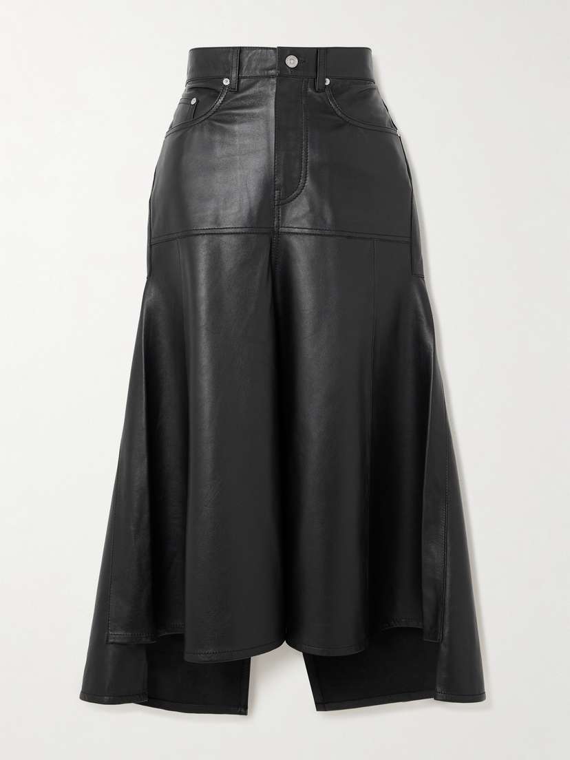 Victoria Beckham Paneled Leather Midi Skirt