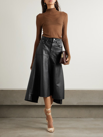 Victoria Beckham Paneled leather midi skirt