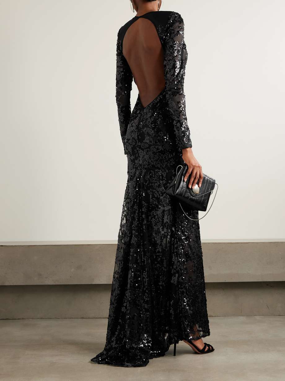backless sequined tulle gown