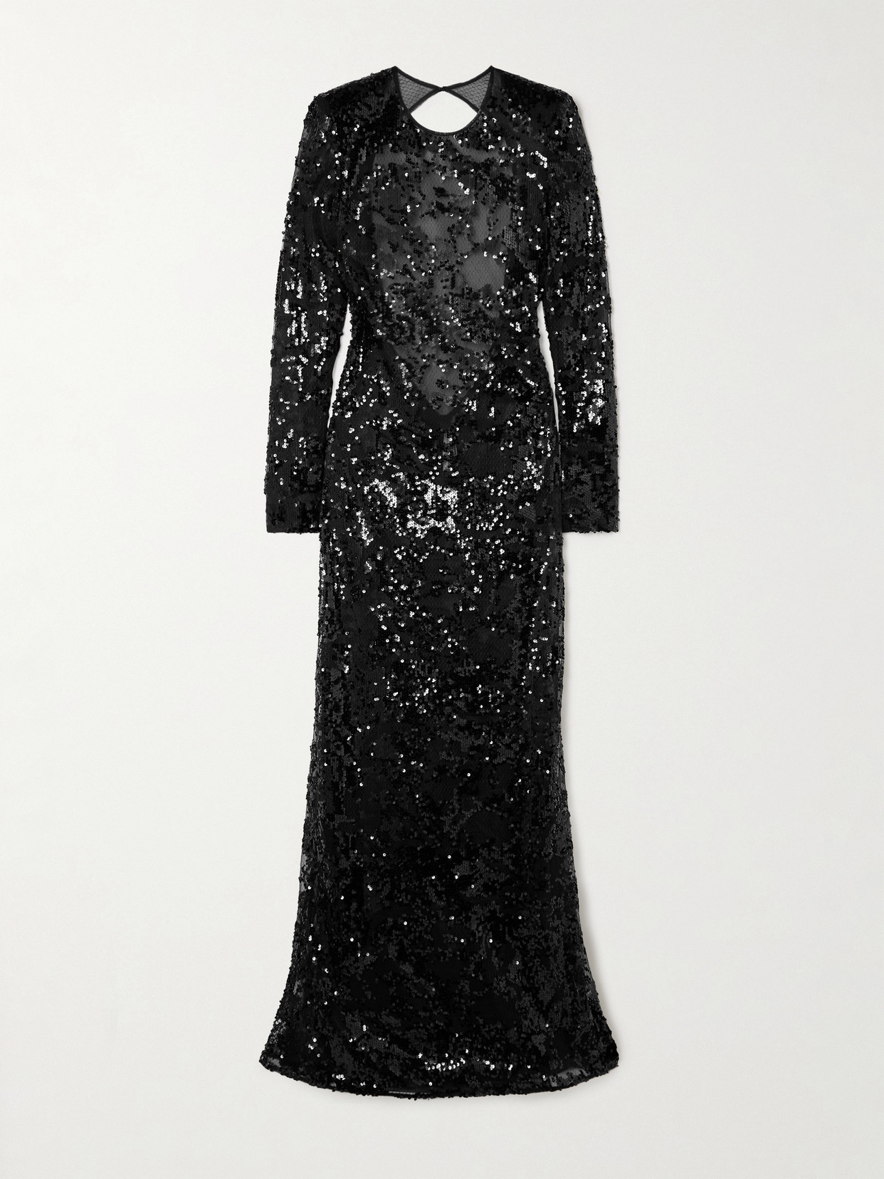 Victoria Beckham - Backless Sequined Tulle Gown - Black