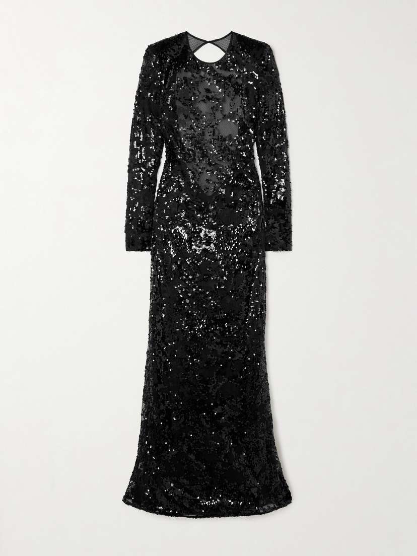 Victoria Beckham Backless Sequined Tulle Gown