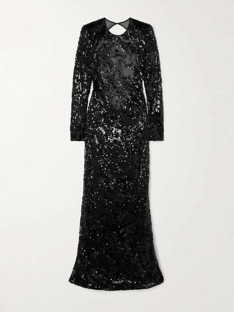 backless sequined tulle gown