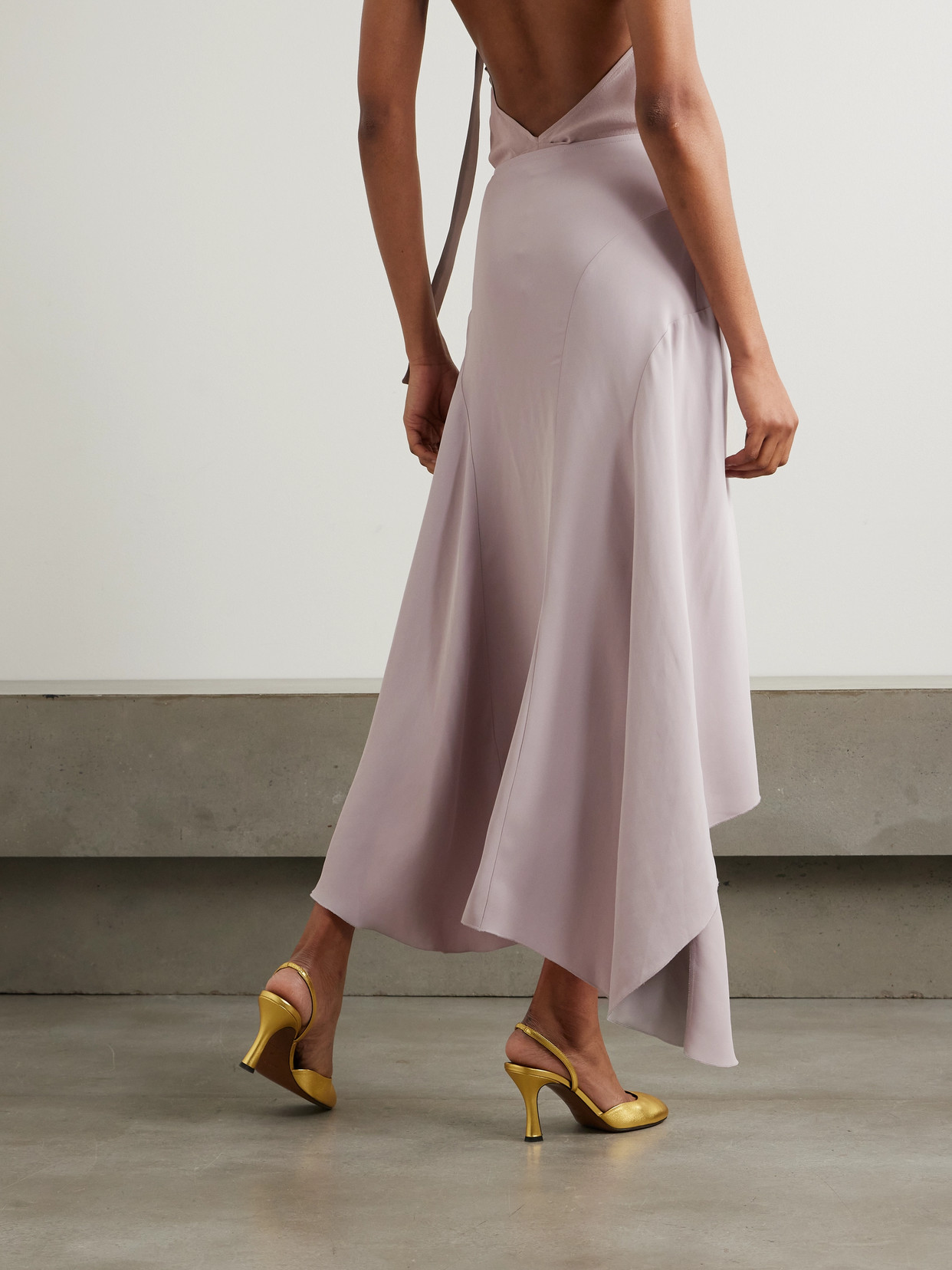 Paneled Asymmetric Crepe Midi