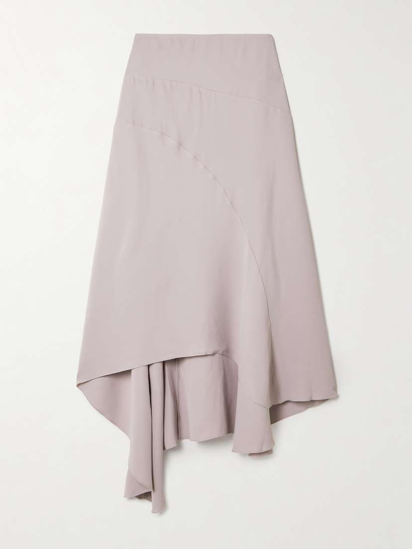 Victoria Beckham Paneled Asymmetric Crepe Midi Skirt