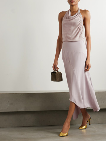 Victoria Beckham Paneled asymmetric crepe midi skirt