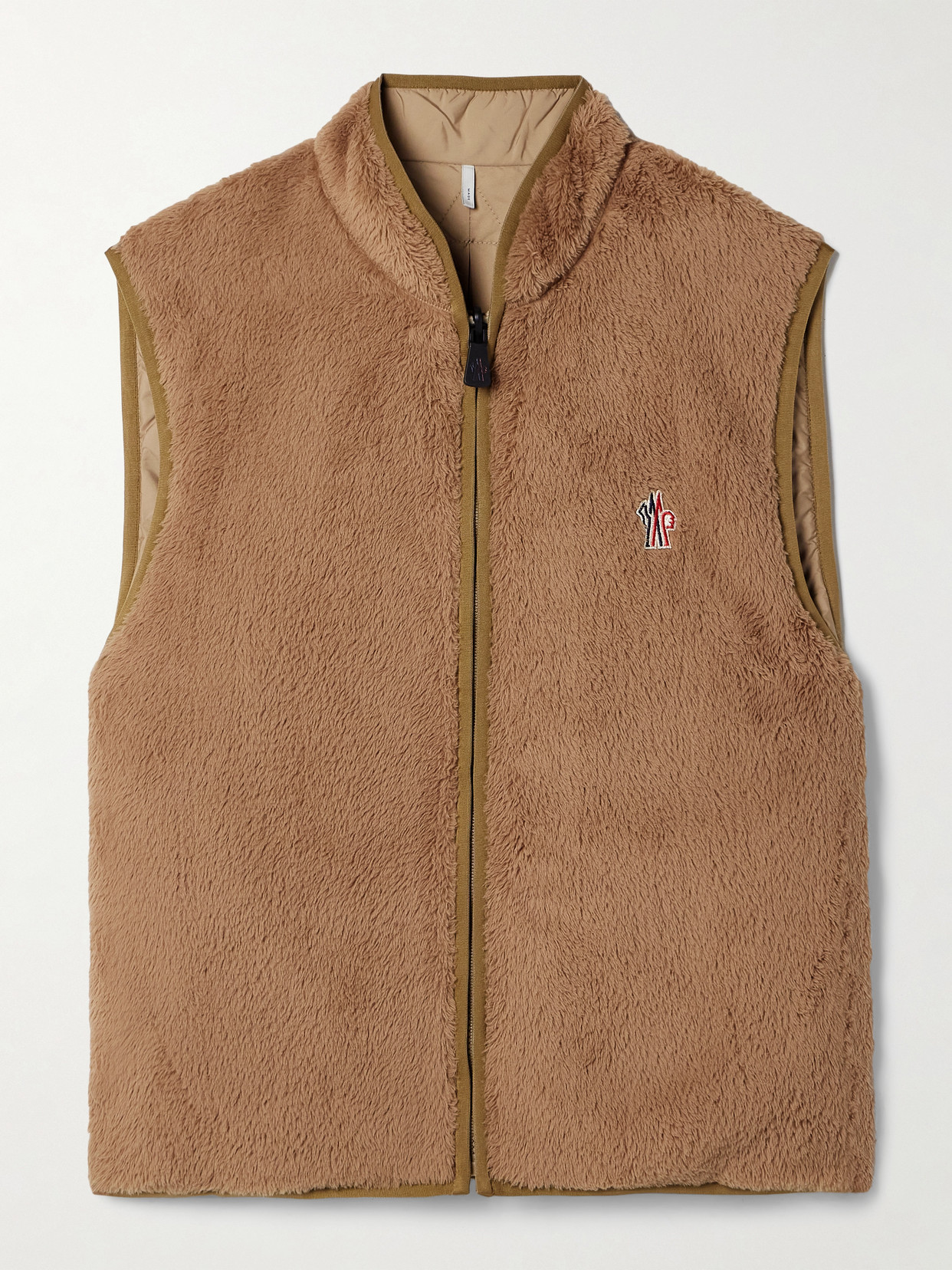Moncler Reversible Padded Polartec® Fleece And Shell Vest In Brown