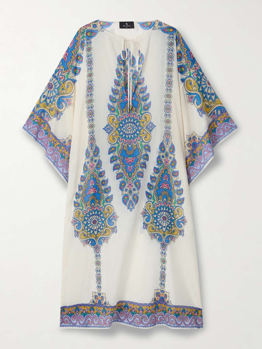 floral-print cotton and silk-blend voile kaftan
