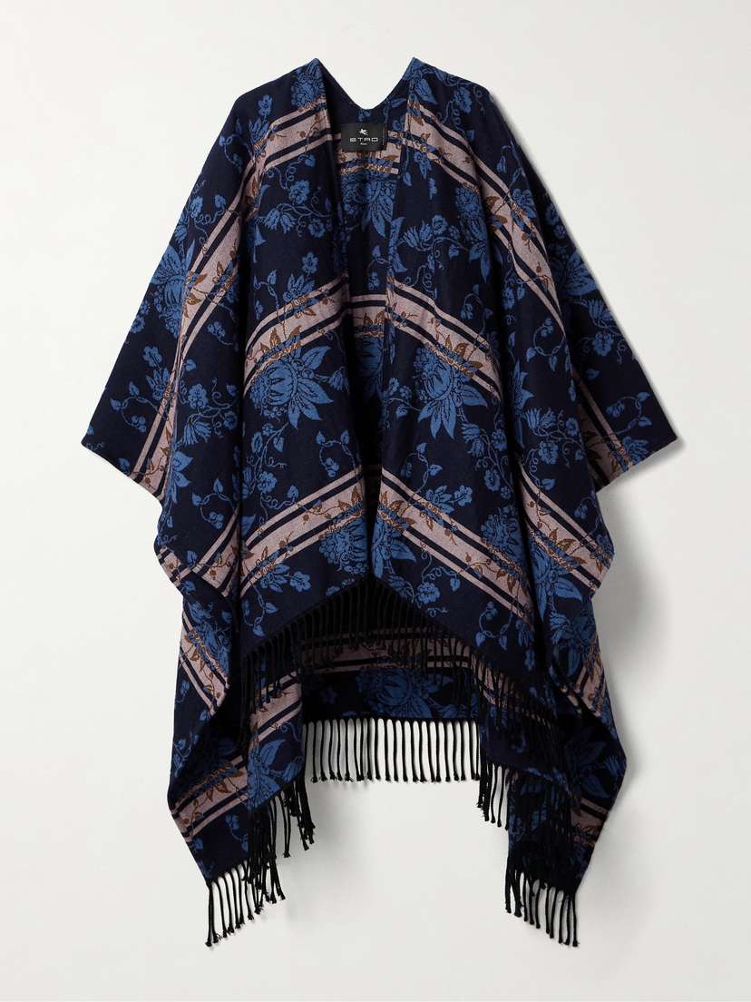 Etro Fringed Wool And Cotton-blend Jacquard Wrap