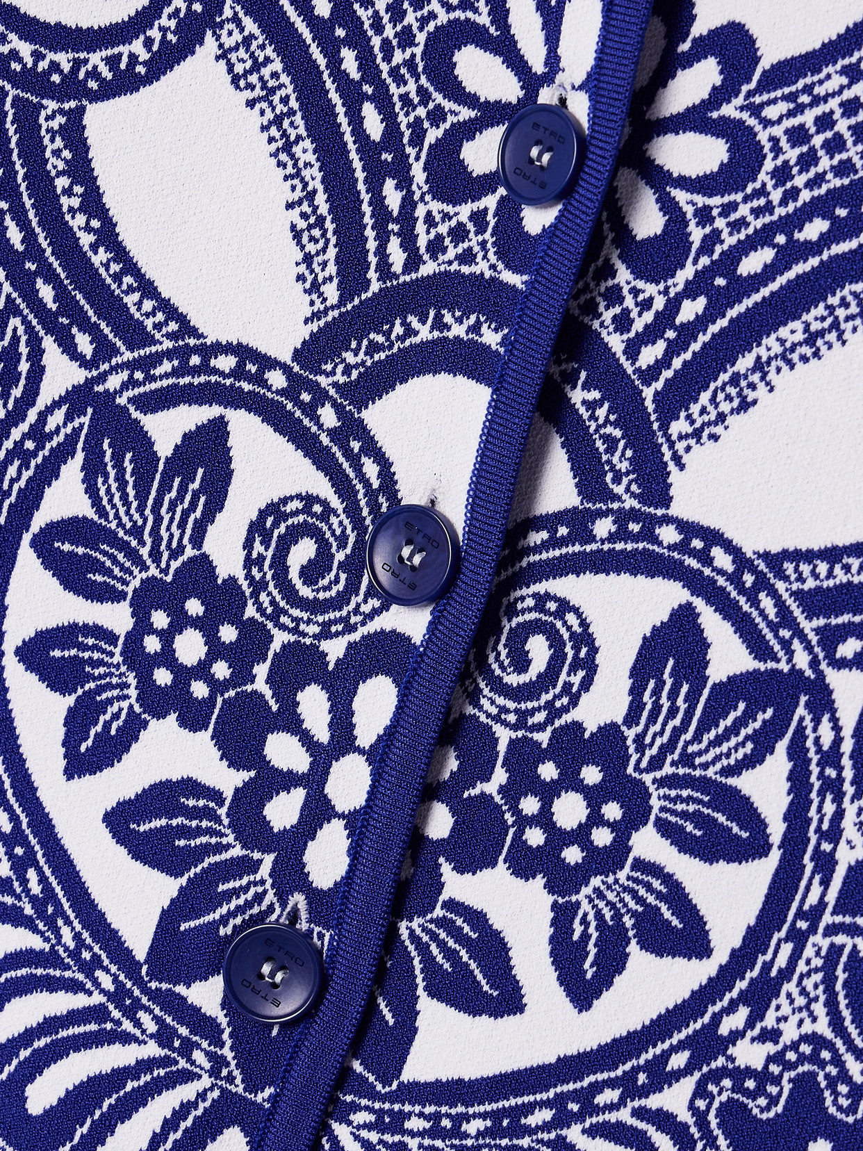 Etro Jacquard Knit Cardigan In Blue