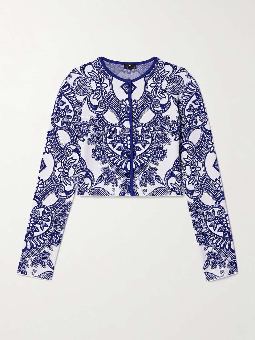Etro Cropped Jacquard-knit Cardigan
