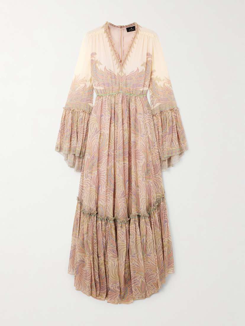 Etro Tiered Ruffled Printed Silk-crepon Maxi Dress