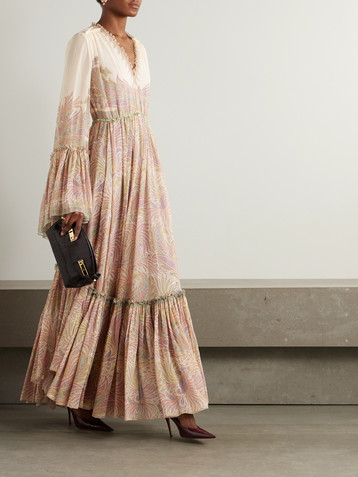 Etro Tiered ruffled printed silk-crepon maxi dress