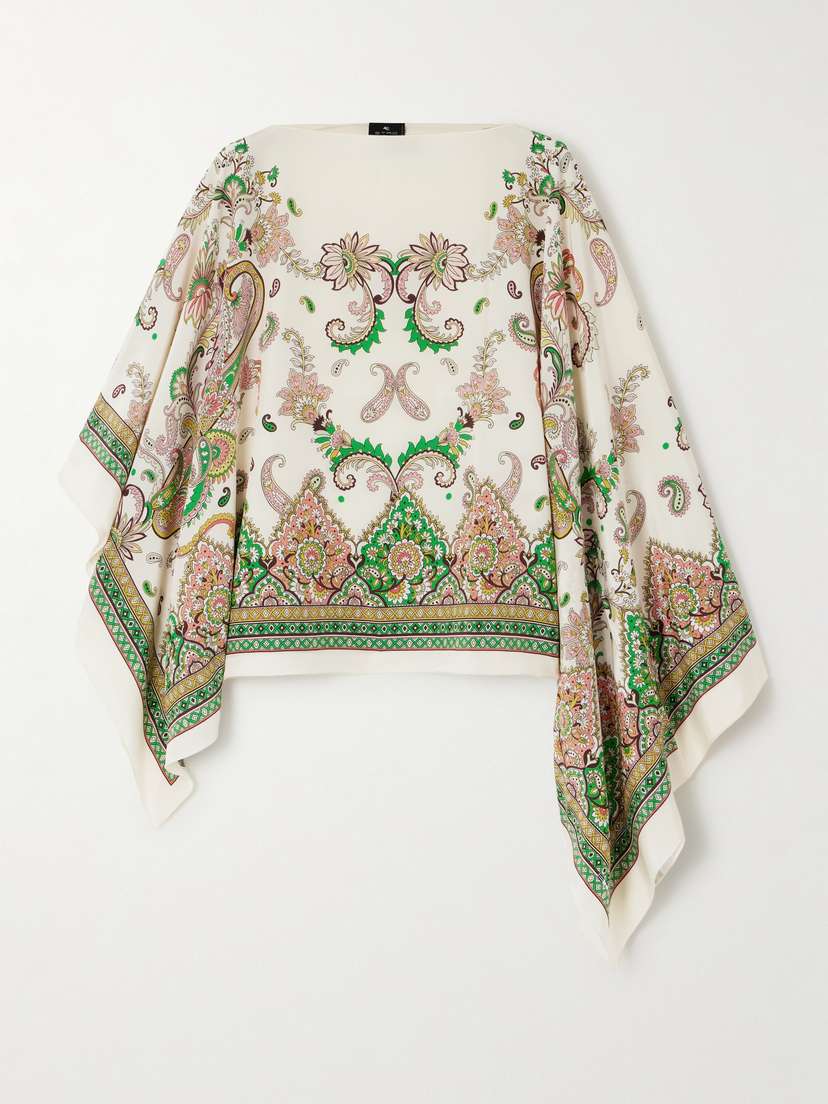 Etro Draped Paisley-print Silk-twill Blouse