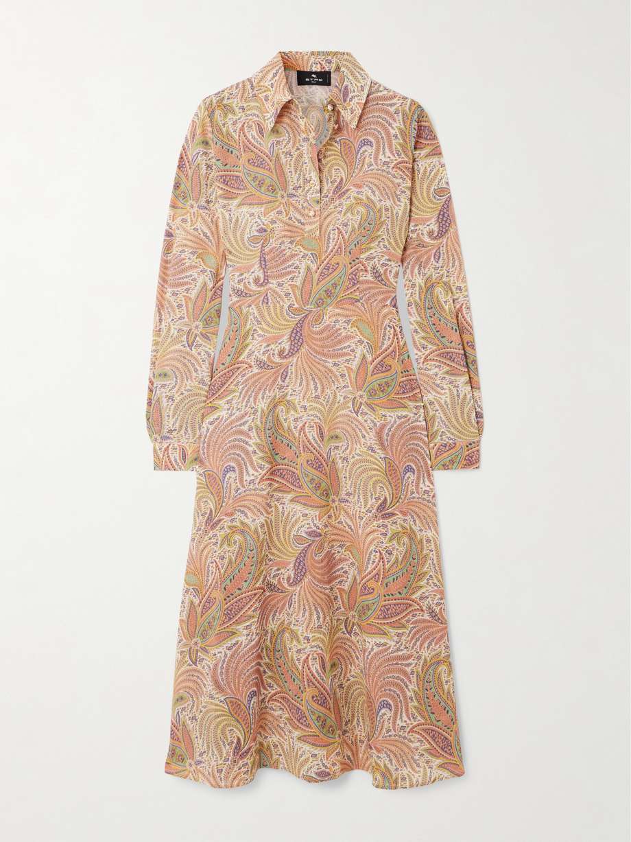 printed stretch-crepe midi dress