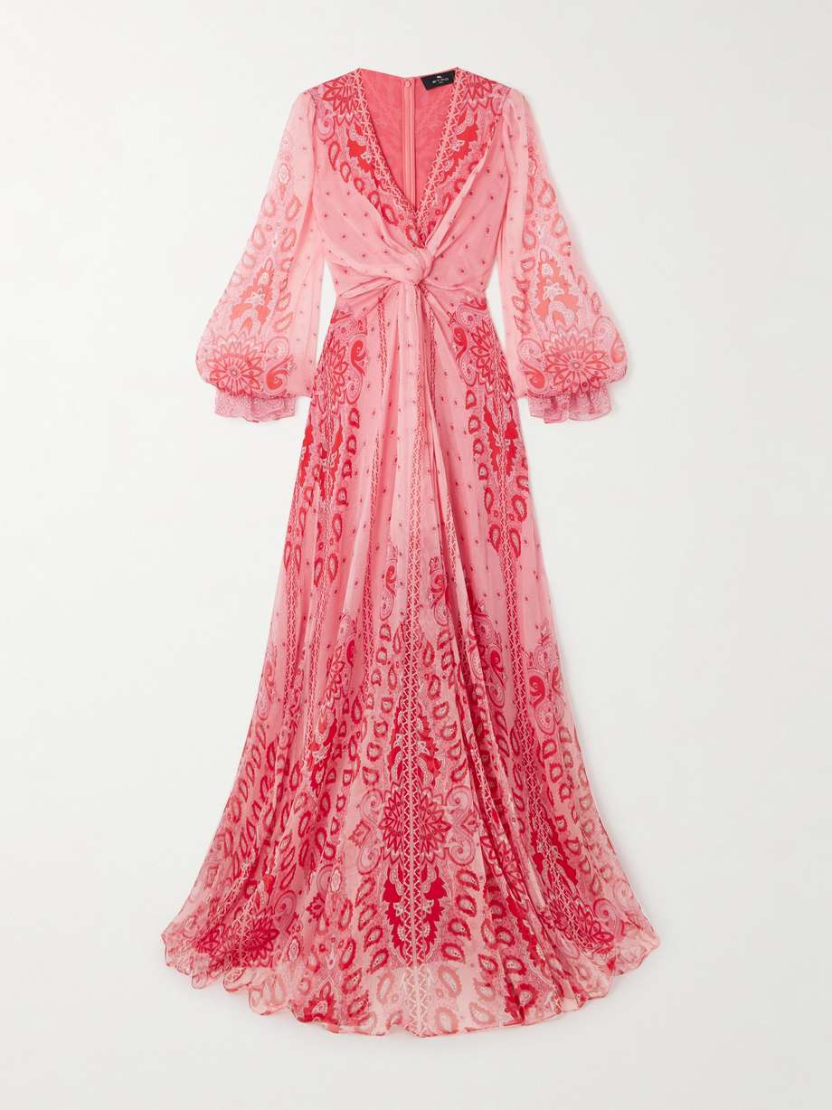 tiered paisley-print silk-crepon maxi dress
