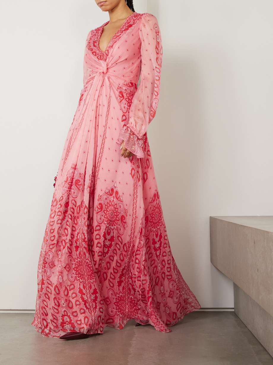 tiered paisley-print silk-crepon maxi dress