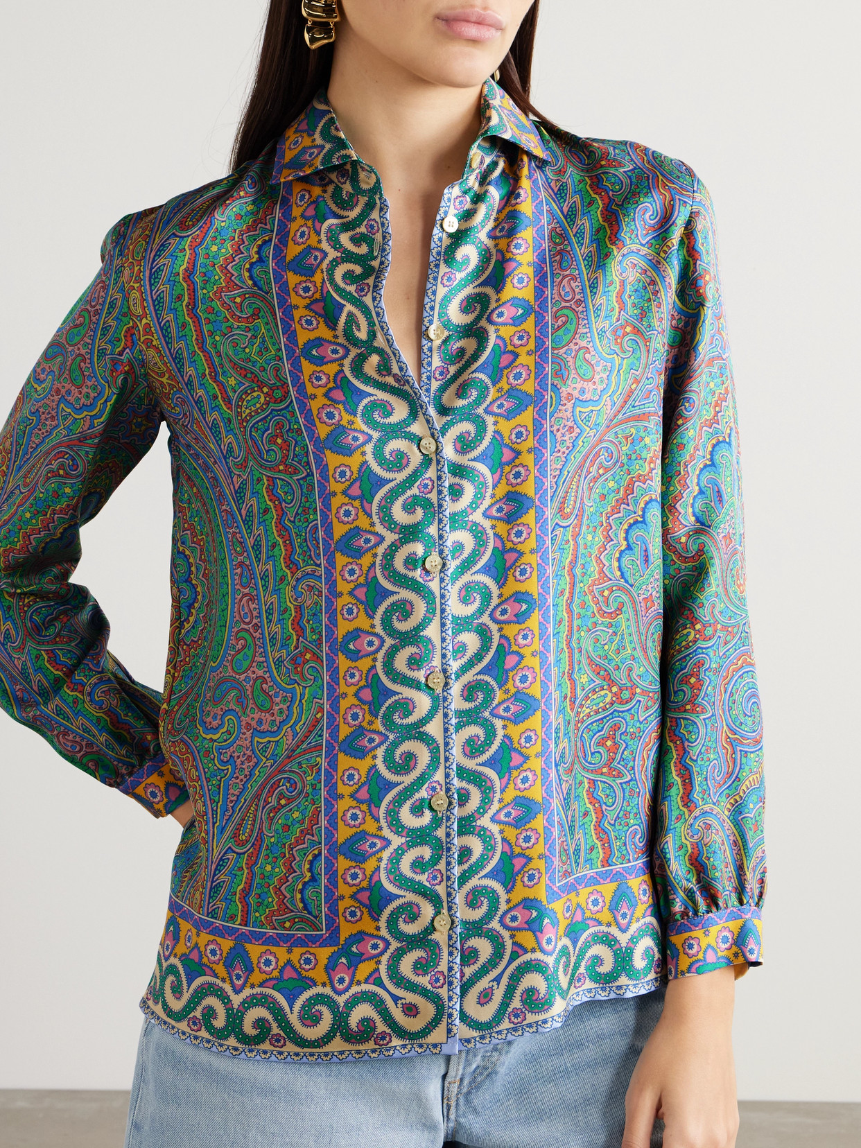 Etro Printed Silk-twill Shirt In Multi