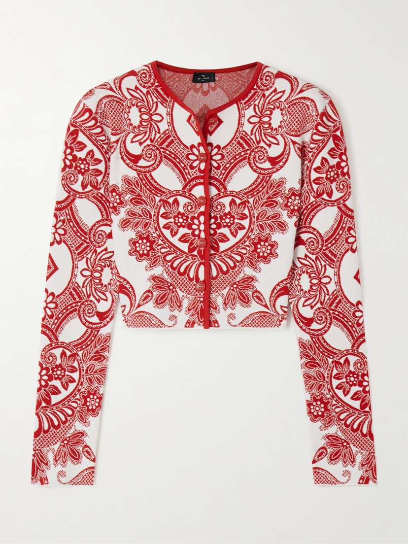 Etro Cropped Jacquard-knit Cardigan