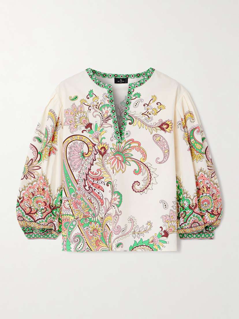 Etro Printed Cotton-poplin Blouse