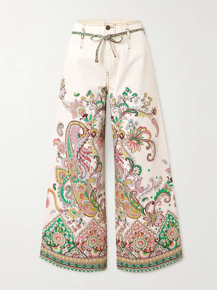 Etro Belted Printed Wide-leg Jeans