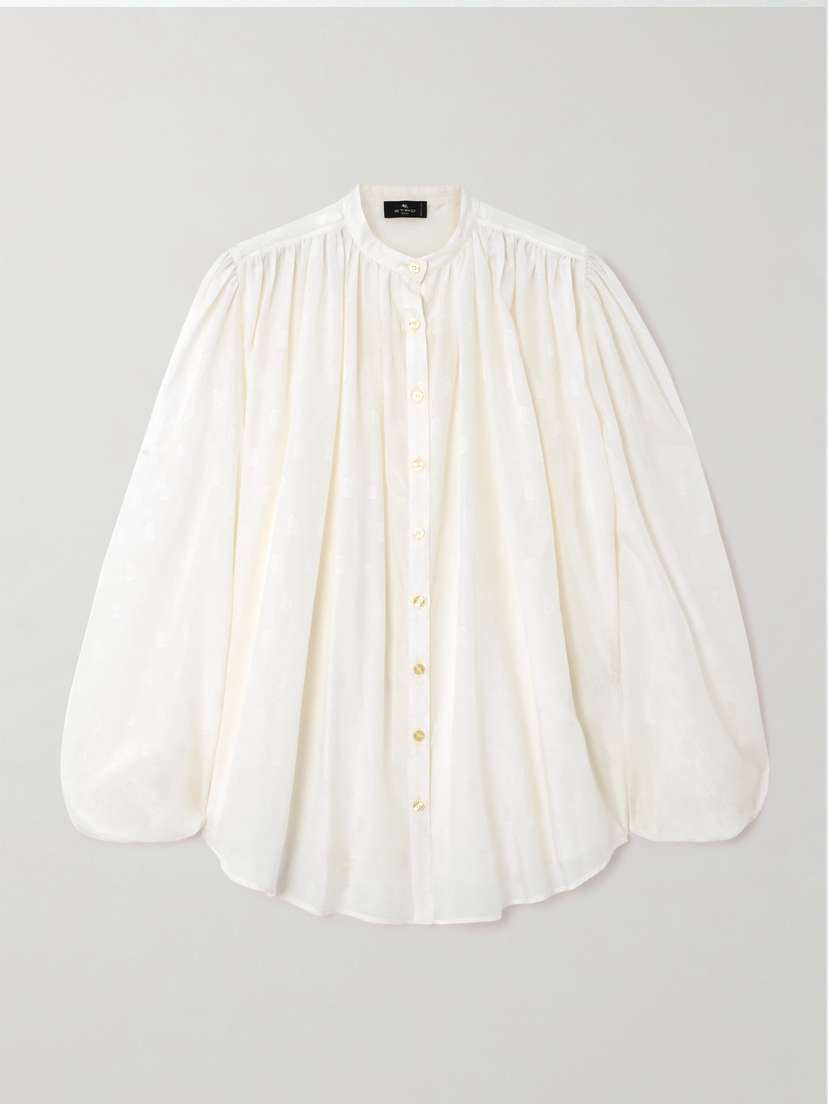 Etro Pleated Paisley-print Cotton And Silk-blend Blouse