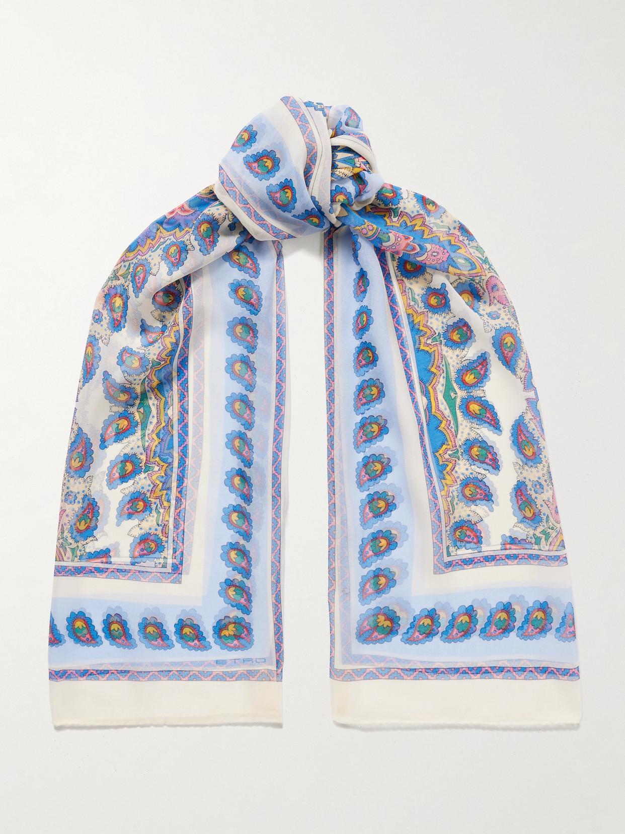 Etro - Paisley-print Silk-voile Scarf - Blue