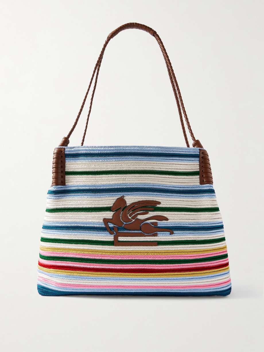 ETRO 皮革边饰条纹针织单肩包 | NET-A-PORTER