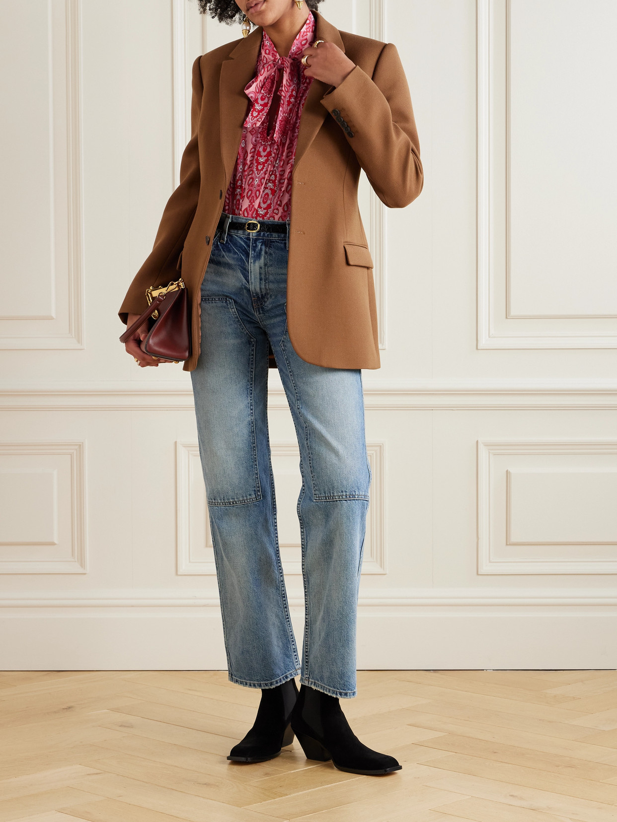 ETRO PUSSY-BOW PLEATED PAISLEY-PRINT COTTON-POPLIN BLOUSE