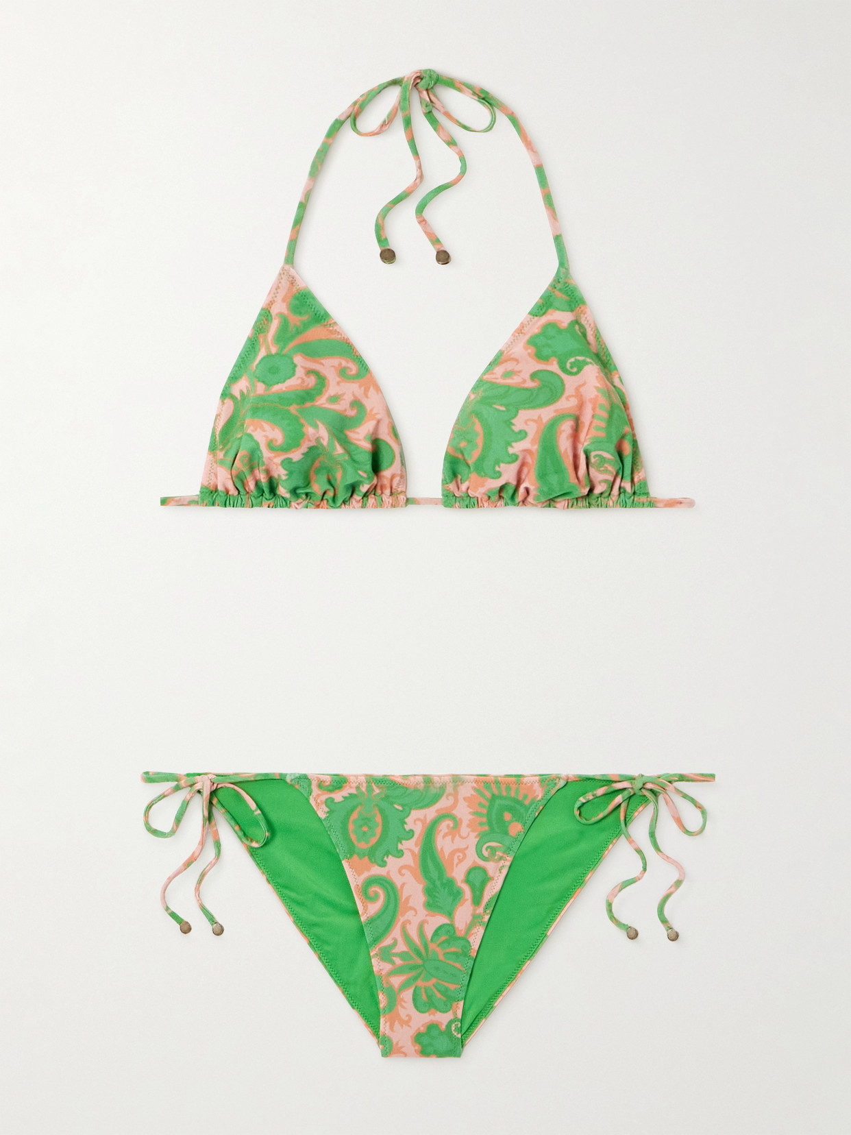 Etro Printed Triangle Bikini In Green
