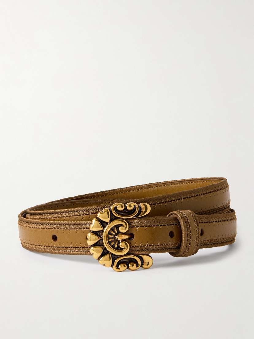 Etro Cord-trimmed Leather Belt