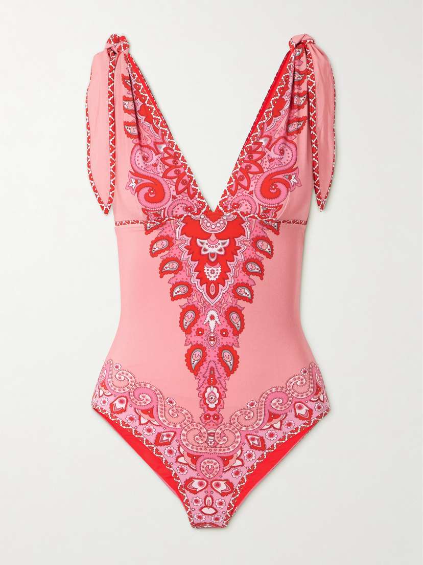 Etro Tie-detailed Paisley-print Swimsuit