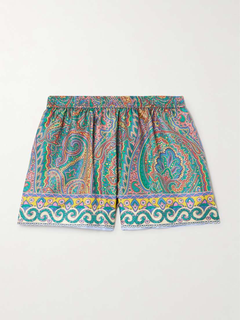 Etro Paisley-print Silk-twill Shorts