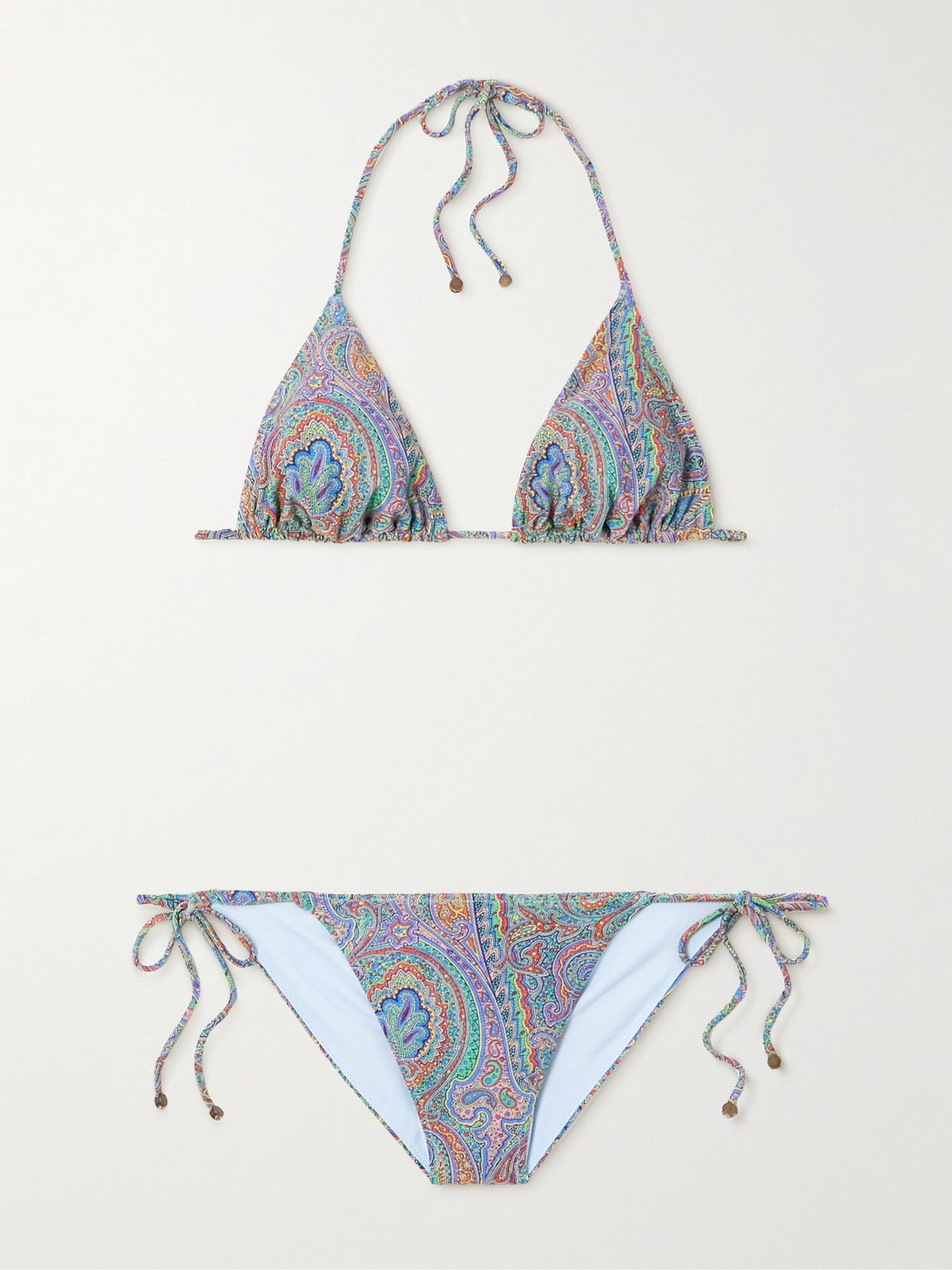 Etro Paisley-print Triangle Bikini In Blue