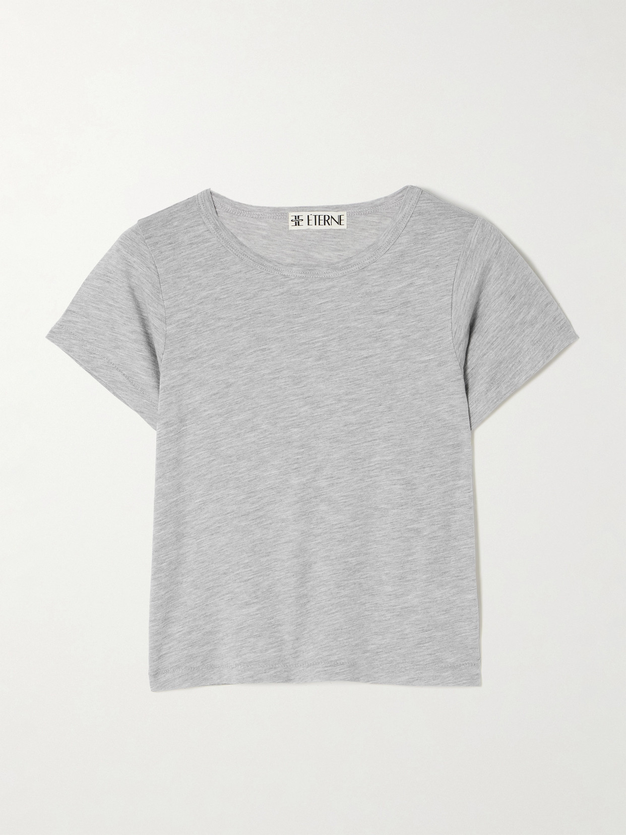 Éterne Baby Tee Cropped Cotton And Modal-blend Jersey T-shirt In Gray