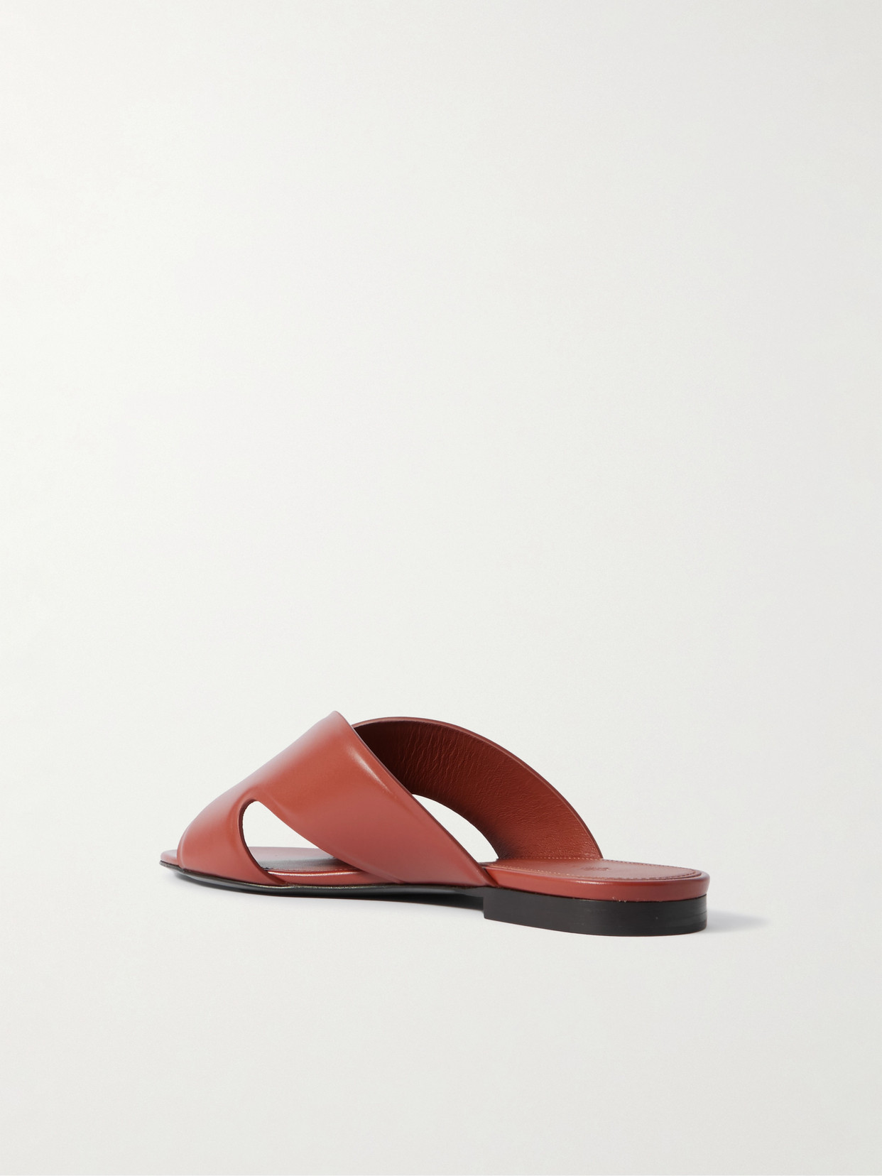 Loro Piana Vera Leather Flat Slide Sandals