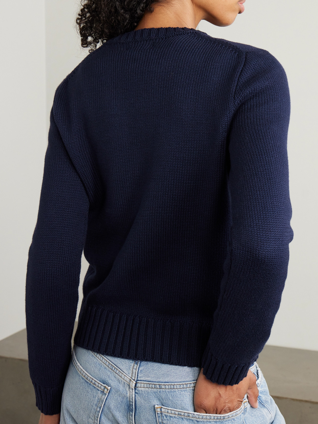 Polo Ralph Lauren Long Sleeve Crew Neck Polo Jumper In Hunter Navy Multi