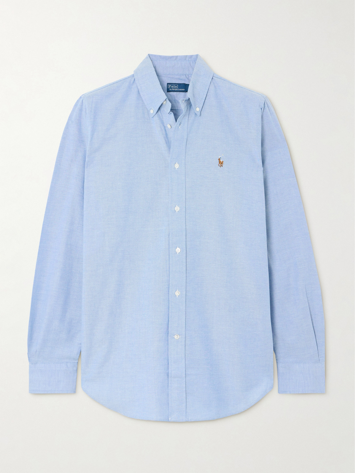 Polo Ralph Lauren Embroidered Cotton-blend Oxford Shirt In Blue