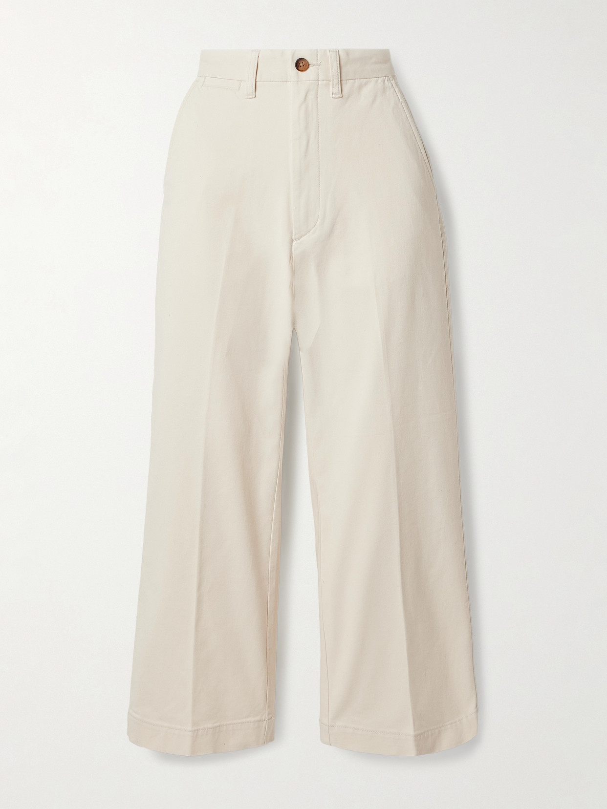 Polo Ralph Lauren Cropped Cotton-blend Twill Wide-leg Pants In Neutrals