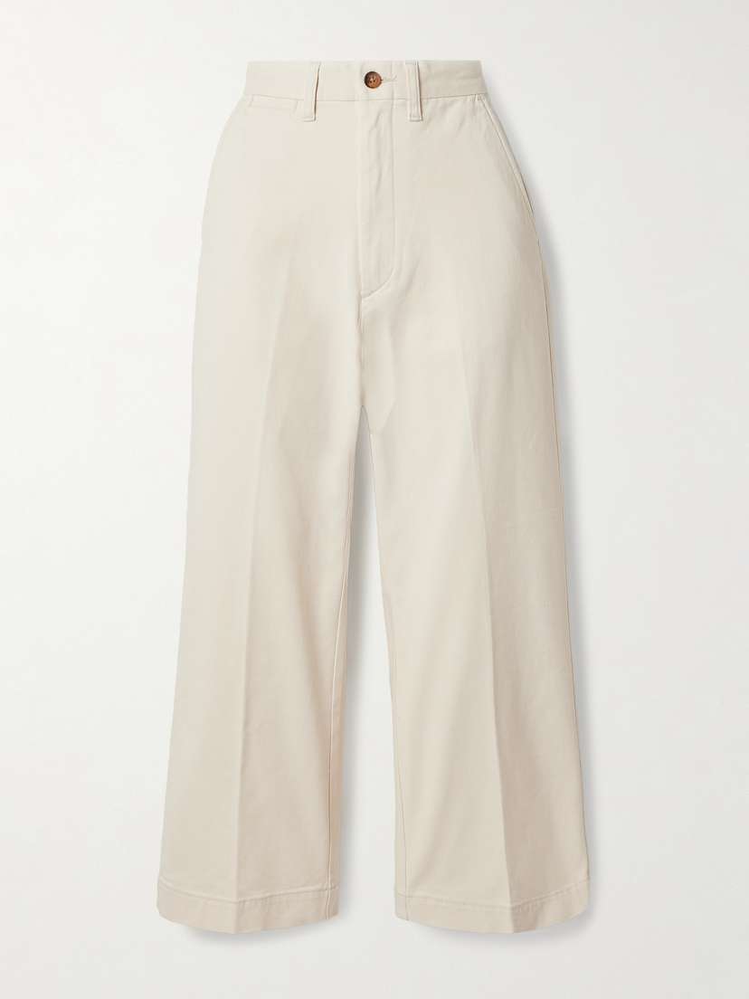 Polo Ralph Lauren Cropped Cotton-blend Twill Wide-leg Pants