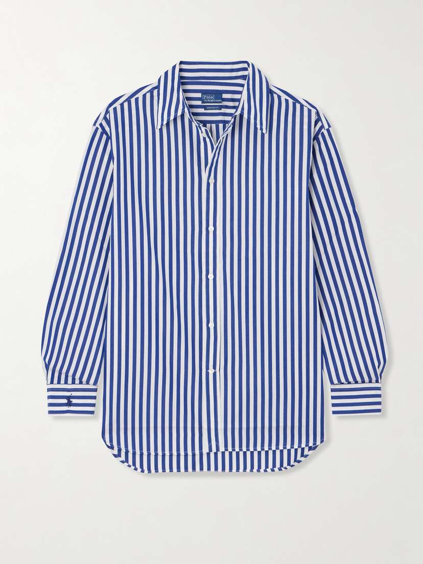 Polo Ralph Lauren Embroidered Striped Cotton-poplin Shirt