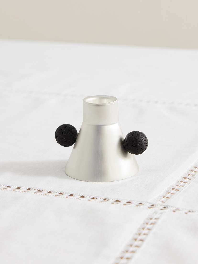 Natalia Criado plated And Stone Candleholder