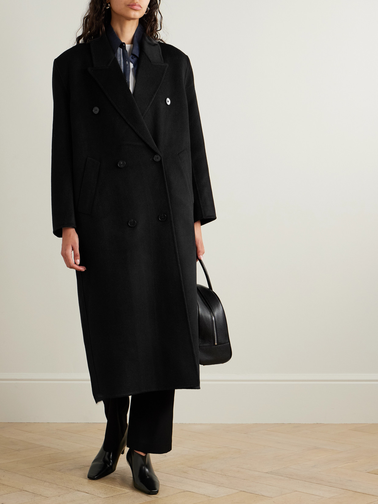 THE FRANKIE SHOP GAIA DOUBLE-BREASTED WOOL-BLEND COAT 