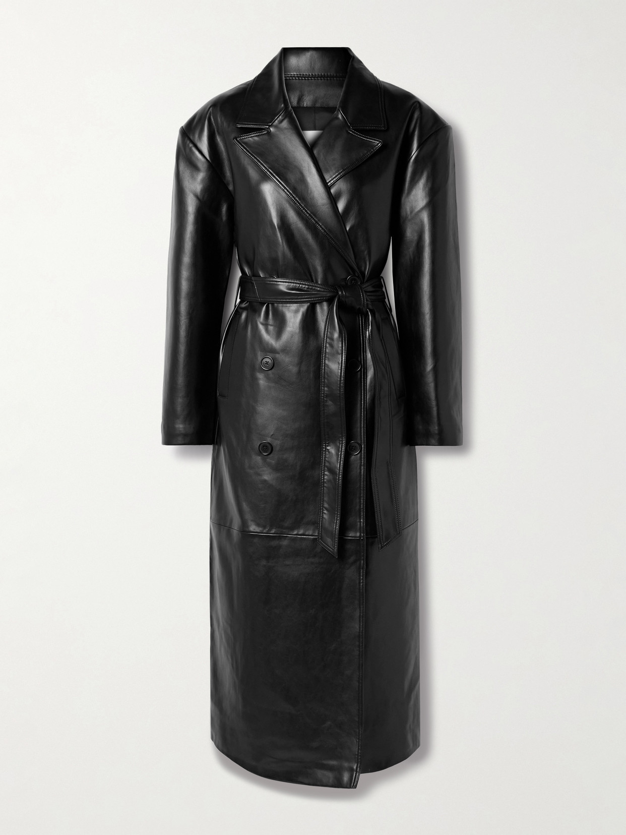 The Frankie Shop Frankie Shop Womens Black Tina Double-breasted Regular-fit Faux-leather Coat