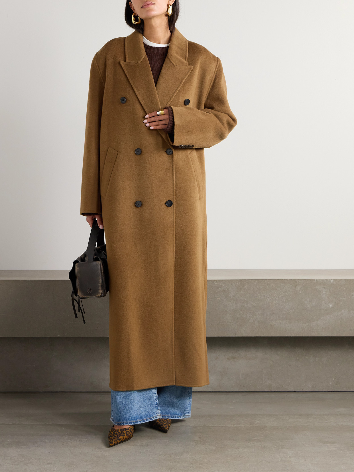 THE FRANKIE SHOP GAIA DOUBLE-BREASTED WOOL-BLEND COAT